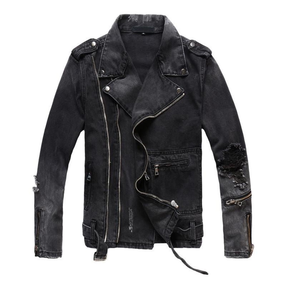Black Distressed Denim Jacket